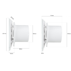 Wentylator łazienkowy Awenta Silent średnica 125 mm 32 db Standard Białe tworzywo ABS